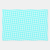 Türkisfarbenes Hahnentrittmuster Monogram Polka Do Geschenkpapier Set (Vorderseite)