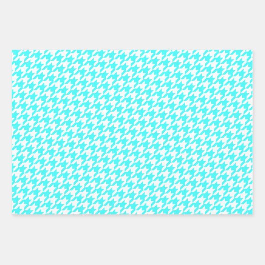 Türkisfarbenes Hahnentrittmuster Monogram Polka Do Geschenkpapier Set (Vorderseite)