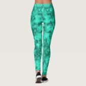 Türkisfarbenes, helles Marmormuster Leggings (Rückseite)