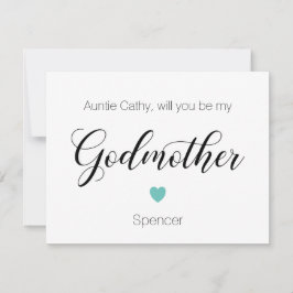 Türkisfarbenes Herz wirst du mein Godmuttervorschl Einladung