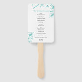 Türkisfarbenes Hibiskus Blume Beach Hochzeitsprogr Fächer (Rückseite)