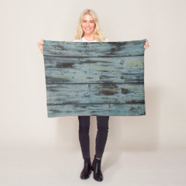 Türkisfarbenes Holzdesign Vintages Shabby Chic Ges Fleecedecke