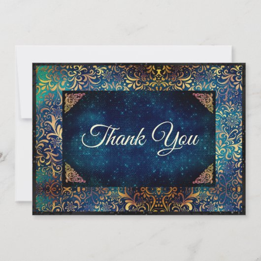 Türkisfarbenes Imitat Gold Dankeskarte (Vorderseite)