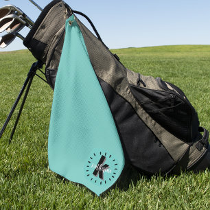 Türkisfarbenes Initialen-Name-Monogramm Golfhandtuch