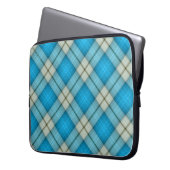 Türkisfarbenes Kariertes Muster Laptopschutzhülle (Vorderseite Links)