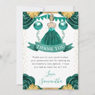 Türkisfarbenes Kleid Blondhaarige Prinzessin Quinc Dankeskarte