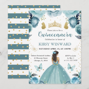Türkisfarbenes Kleid Braunhaarige Prinzessin Quinc Einladung