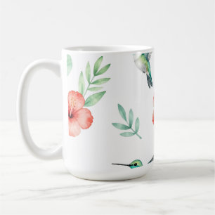 Türkisfarbenes Kolibri-Hibiskus-Muster Kaffeetasse