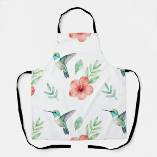 Türkisfarbenes Kolibri-Hibiskus-Muster Schürze
