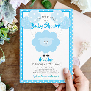 Türkisfarbenes Lamm-Baby-Shower-Ballon Cute Modern Einladung