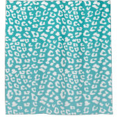 Türkisfarbenes Leopard-Druckmuster Duschvorhang (Vorderseite)