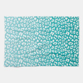 Türkisfarbenes Leopard-Druckmuster Geschirrtuch (Horizontal)