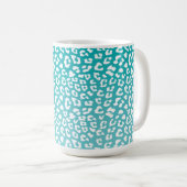 Türkisfarbenes Leopard-Druckmuster Kaffeetasse (VorderseiteRechts)