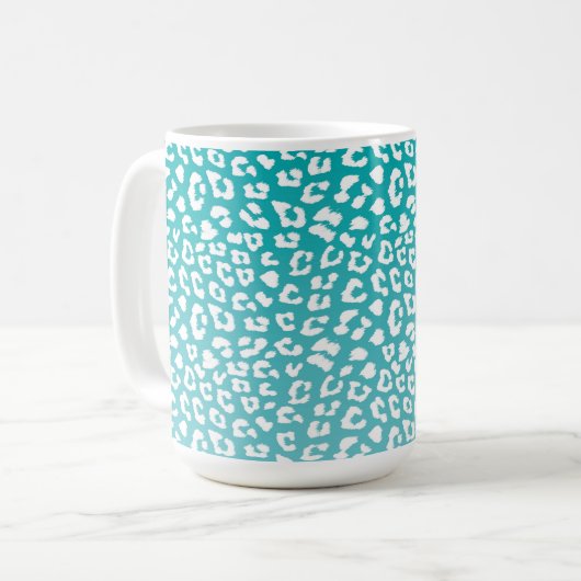 Türkisfarbenes Leopard-Druckmuster Kaffeetasse (Vorderseite Links)