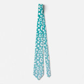 Türkisfarbenes Leopard-Druckmuster Krawatte (Vorderseite)