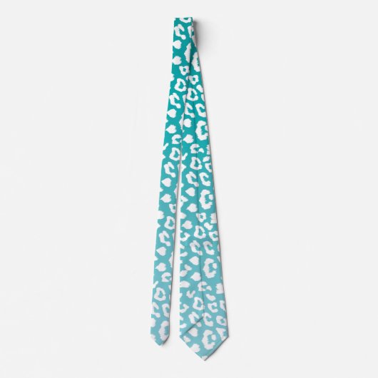 Türkisfarbenes Leopard-Druckmuster Krawatte (Rückseite)