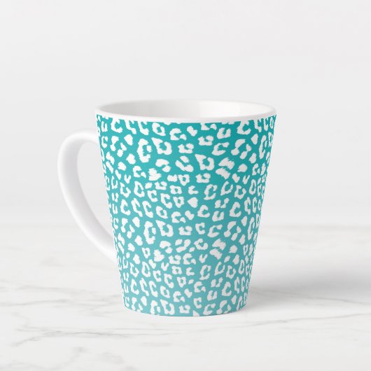 Türkisfarbenes Leopard-Druckmuster Milchtasse (Linke Ecke)