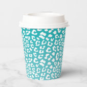Türkisfarbenes Leopard-Druckmuster Pappbecher (Rückseite)