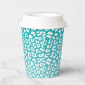 Türkisfarbenes Leopard-Druckmuster Pappbecher (Rechts)