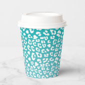 Türkisfarbenes Leopard-Druckmuster Pappbecher (Vorderseite)