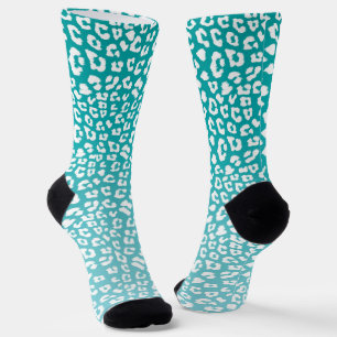 Türkisfarbenes Leopard-Druckmuster Socken