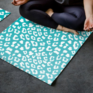 Türkisfarbenes Leopard-Druckmuster Yogamatte