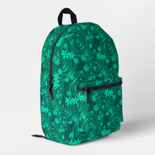türkisfarbenes, leuchtendes Blumenmuster Bedruckter Rucksack