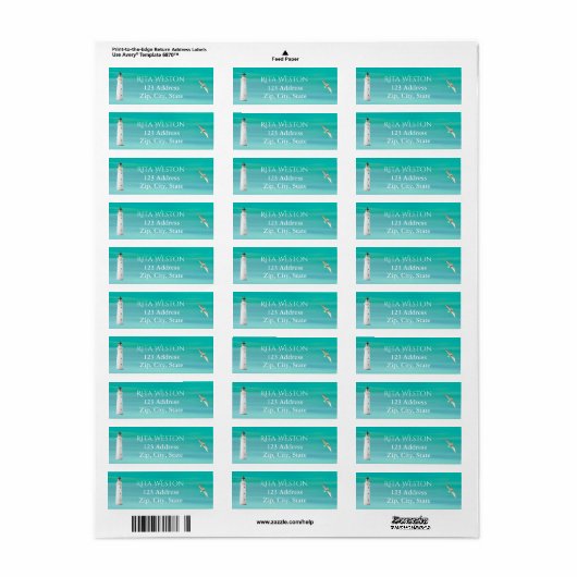 Türkisfarbenes Leuchtturm-Adressenschild (Vorne)