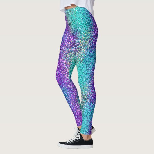 Türkisfarbenes Lila glänzendes Glitzer Party Leggings (Links)