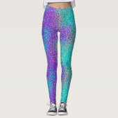 Türkisfarbenes Lila glänzendes Glitzer Party Leggings (Vorderseite)