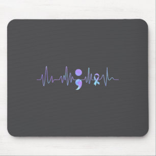 Türkisfarbenes Lila Herzschlag Semikolon Suizidprä Mousepad