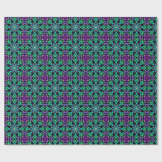Türkisfarbenes, lila und rosa Kaleidoskop-Fraktalm Geschenkpapier