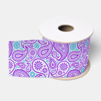 Türkisfarbenes lila und weißes Vintages Paisley-Mu