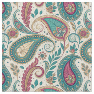 Türkisfarbenes Magenta Boho-Tränen-Tropfen-Paisley Stoff