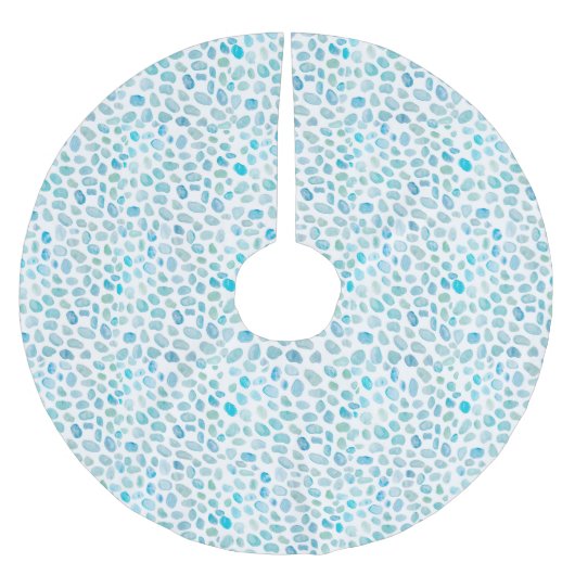 Türkisfarbenes Meerglas Küstenpfeifel Polyester Weihnachtsbaumdecke (Vorderseite)