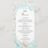 türkisfarbenes Menü am Meer Einladung (Vorne/Hinten)