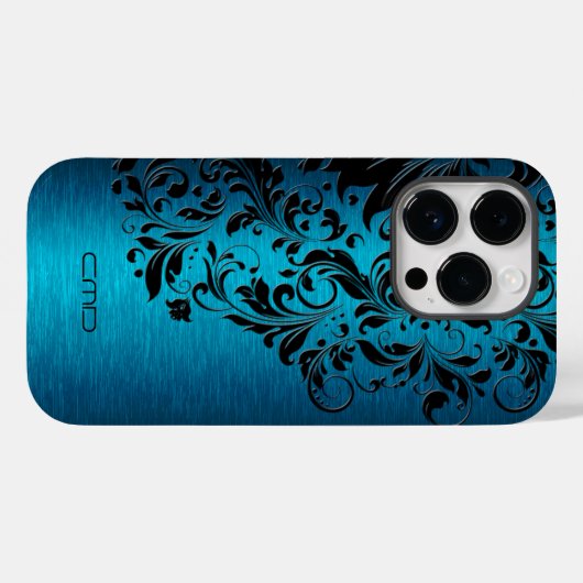 Türkisfarbenes Metall, gebürstetes Aluminium, schw Case-Mate iPhone Hülle (Rückseite (Horizontal))