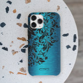 Türkisfarbenes Metall, gebürstetes Aluminium, schw Case-Mate iPhone Hülle