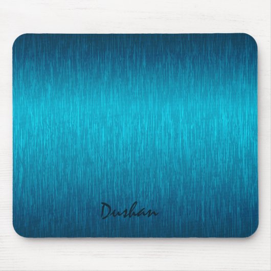 Türkisfarbenes Metalldesign aus gebürstetem Stahl Mousepad (Vorne)