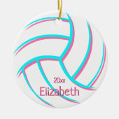 türkisfarbenes Minimalrosa, gürtelhaltiger Volleyb Keramik Ornament (Vorne)