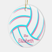 türkisfarbenes Minimalrosa, gürtelhaltiger Volleyb Keramik Ornament (Links)