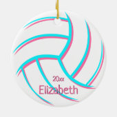 türkisfarbenes Minimalrosa, gürtelhaltiger Volleyb Keramik Ornament (Hinten)