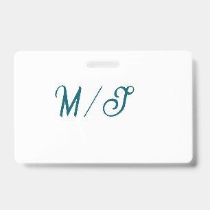 Türkisfarbenes Monogramm Hochzeitspaar Name einfac Ausweis
