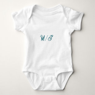 Türkisfarbenes Monogramm Hochzeitspaar Name einfac Baby Strampler