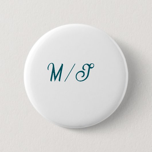 Türkisfarbenes Monogramm Hochzeitspaar Name einfac Button (Vorderseite)
