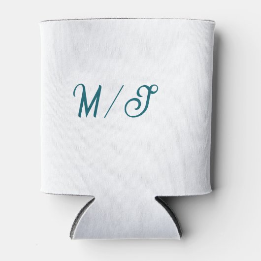 Türkisfarbenes Monogramm Hochzeitspaar Name einfac Dosenkühler (Vorderseite)