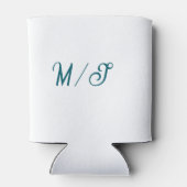 Türkisfarbenes Monogramm Hochzeitspaar Name einfac Dosenkühler (Rückseite)