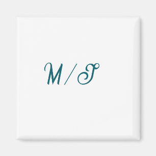 Türkisfarbenes Monogramm Hochzeitspaar Name einfac Magnet