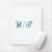 Türkisfarbenes Monogramm Hochzeitspaar Name einfac Mousepad (Mit Mouse)