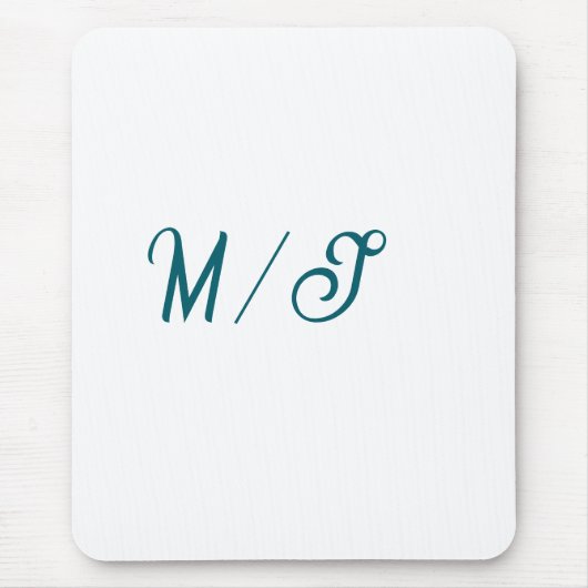 Türkisfarbenes Monogramm Hochzeitspaar Name einfac Mousepad (Vorne)